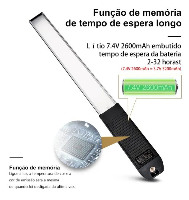 Bastão LED rgb Luxceo profissional recarregável pronta entrega - Foto 2