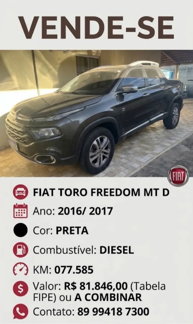 Fiat Toro FREEDOM 2.0 16V 4X2 TB DIESEL MEC. 2017