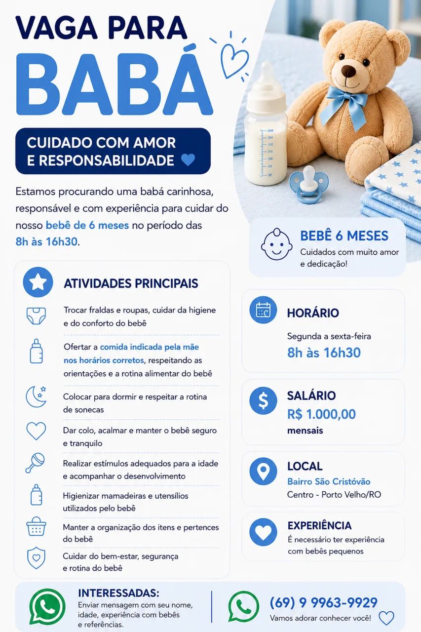 Vaga para babá