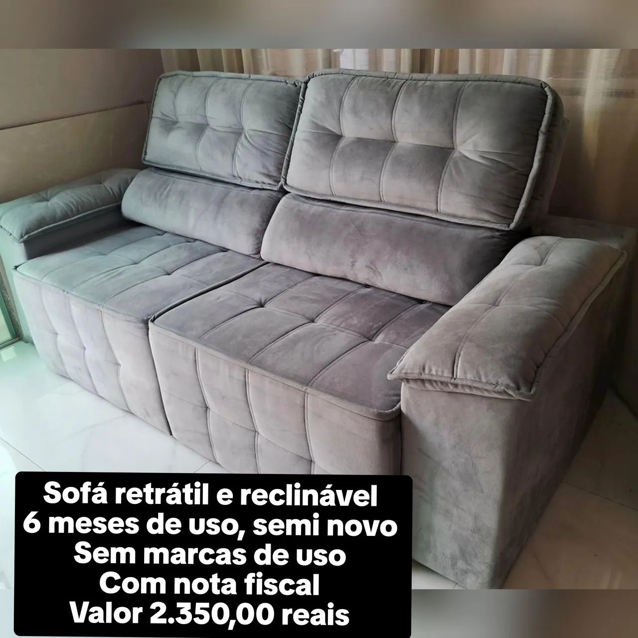 Sofá retrátil e reclinável semi novo 
