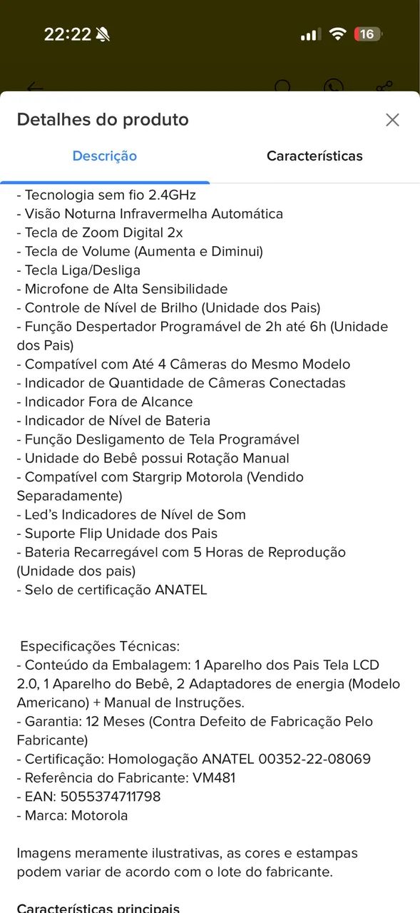 Babá eletrônica motorola VM481 - Foto 5