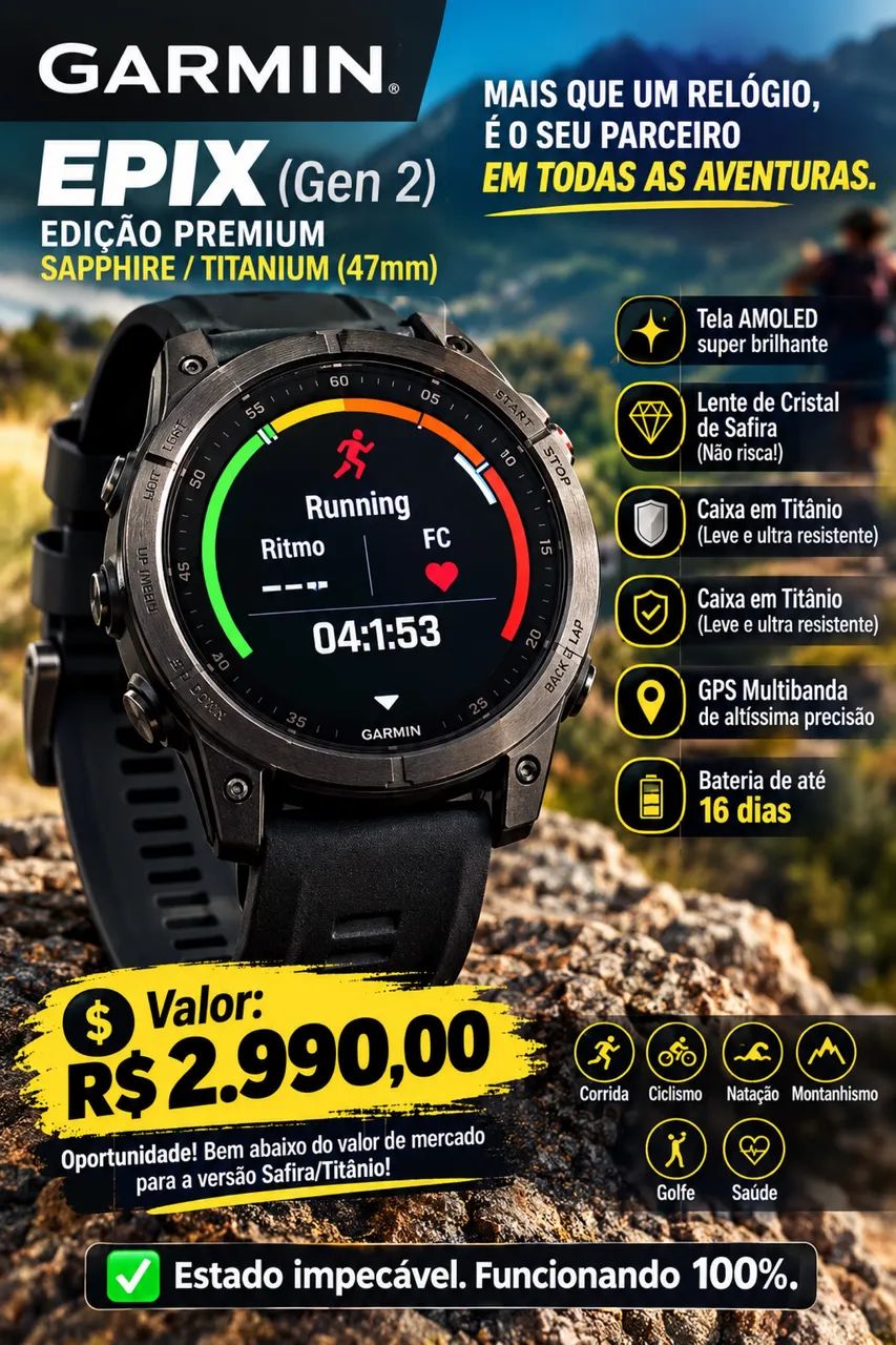 Relógio - Corrida - Garmin Epix (Gen 2)