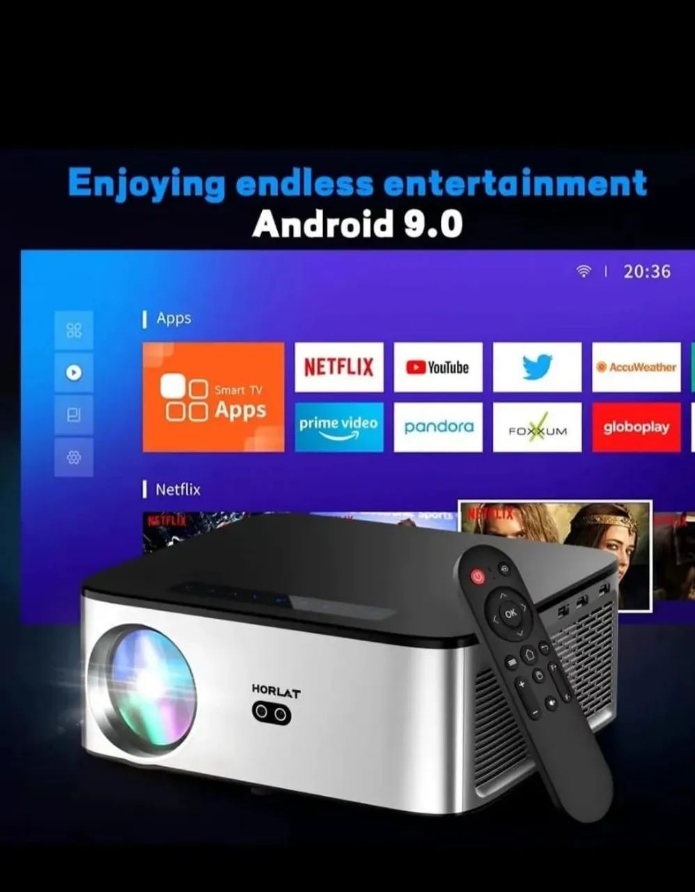 Projetor horlat t09 fullhd smart android Bluetooth wireless  - Foto 3