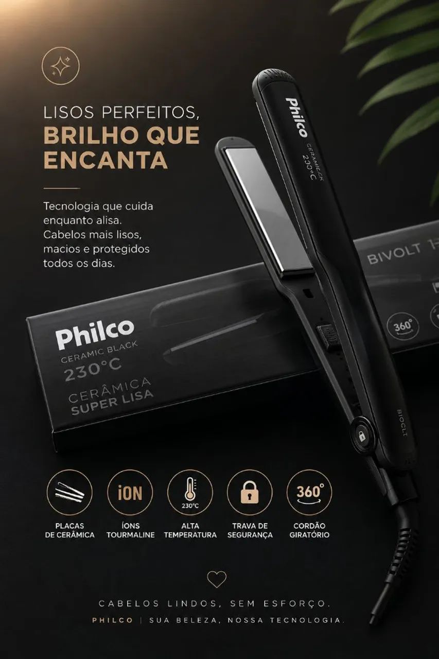 Prancha para cabelo Philco 