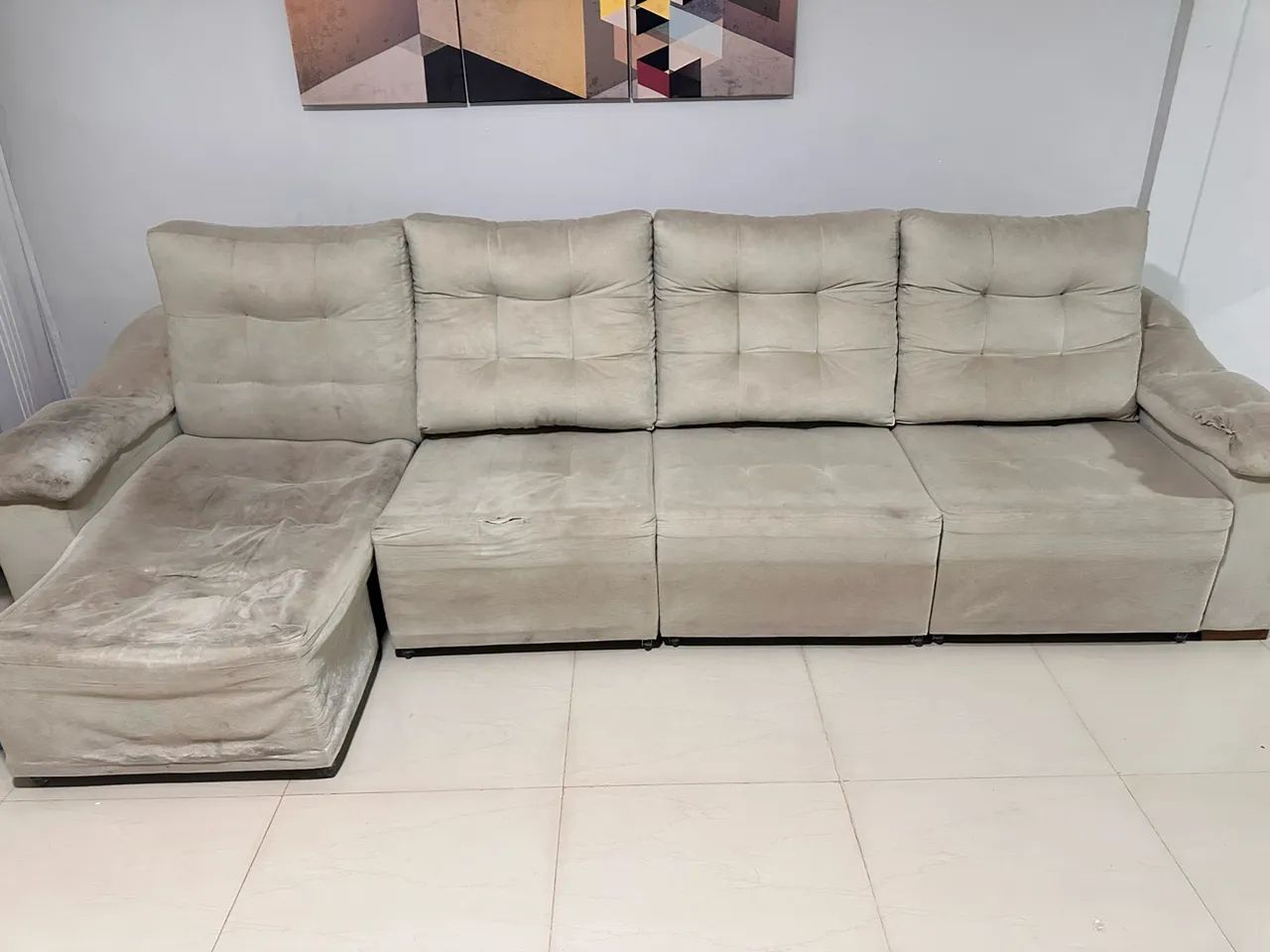 Vende-se sofá usado retrátil e reclinável 3,30 m. - Foto 3