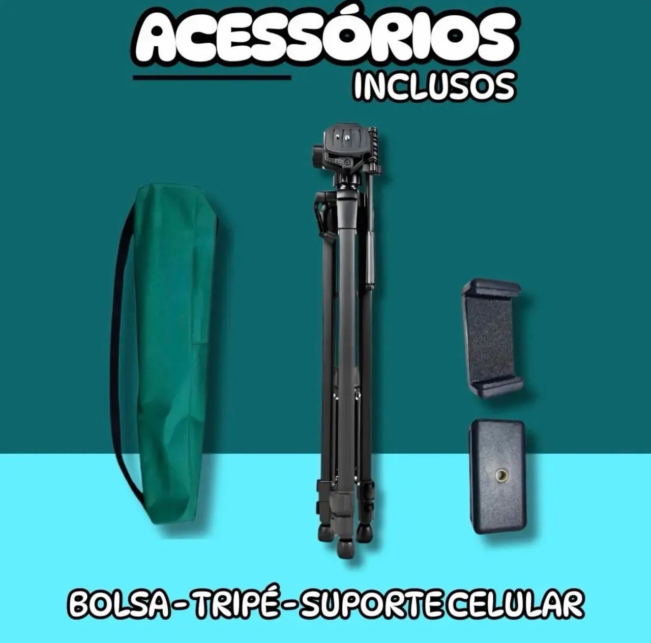 Tripé Profissional 1,80m Cabeça Hidráulica Giratória Celular - Foto 2