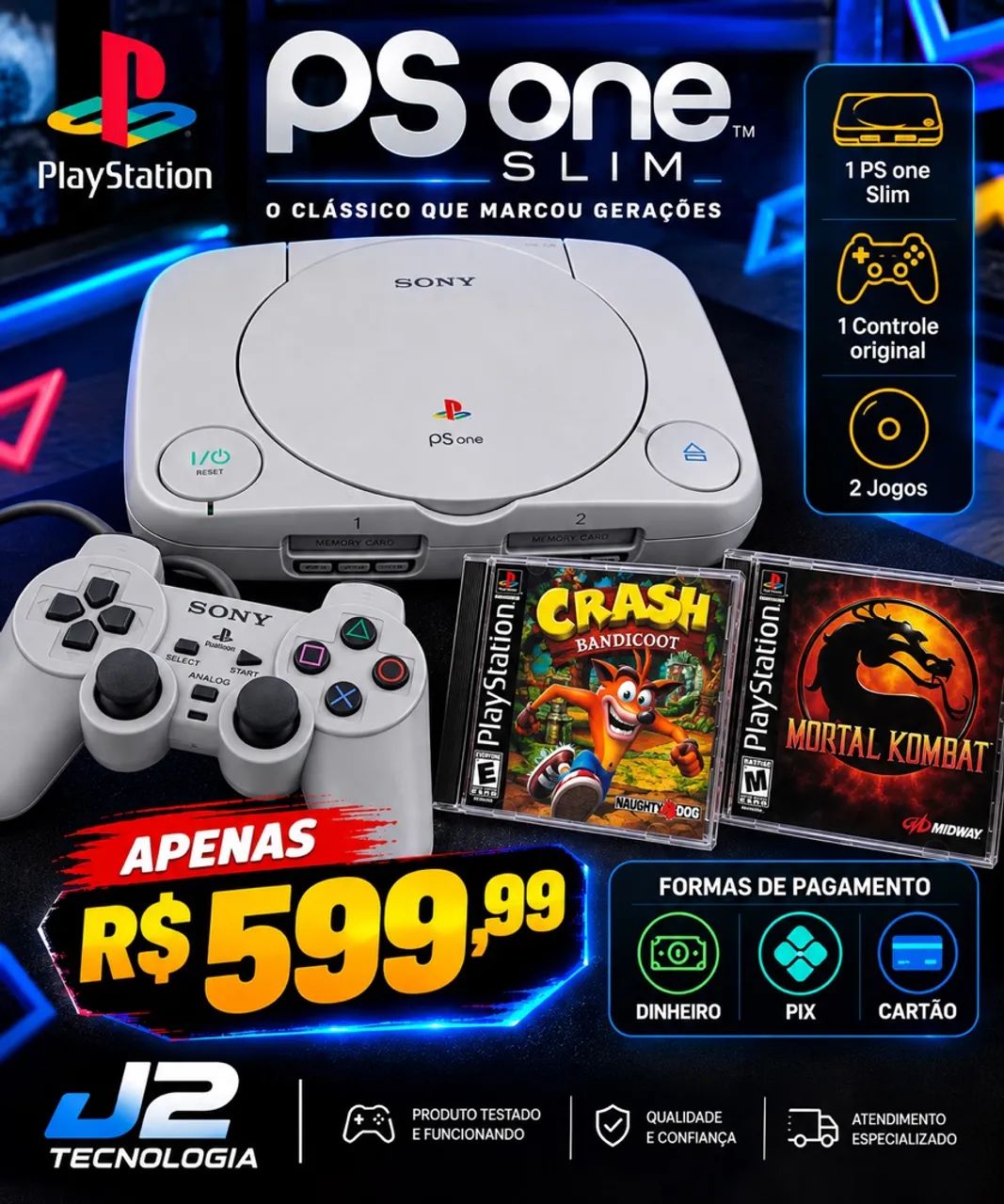 Ps One com jogos 