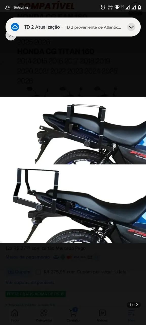 Baú para moto 135 litros mas suporte junto  - Foto 4