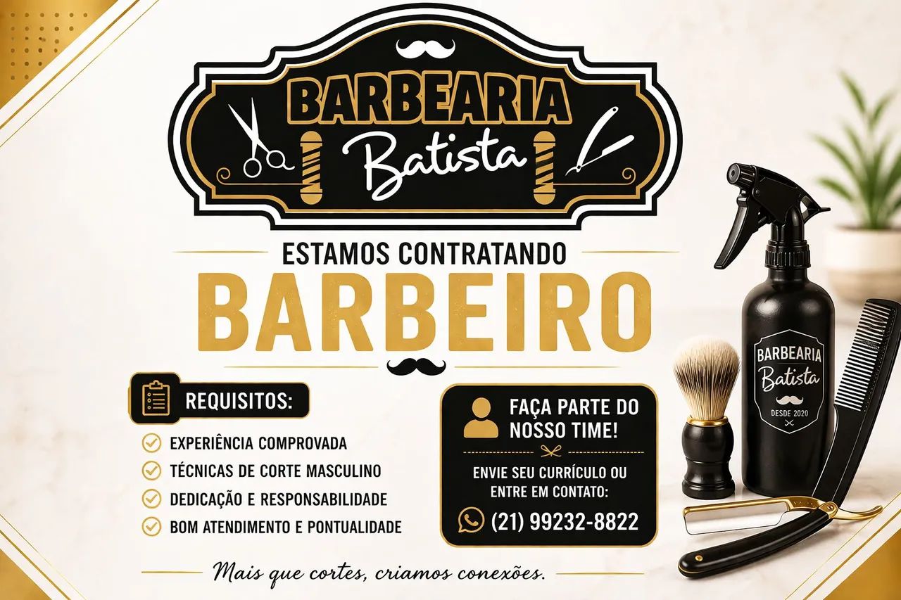 Vaga para Barbeiro Centro/Lapa RJ