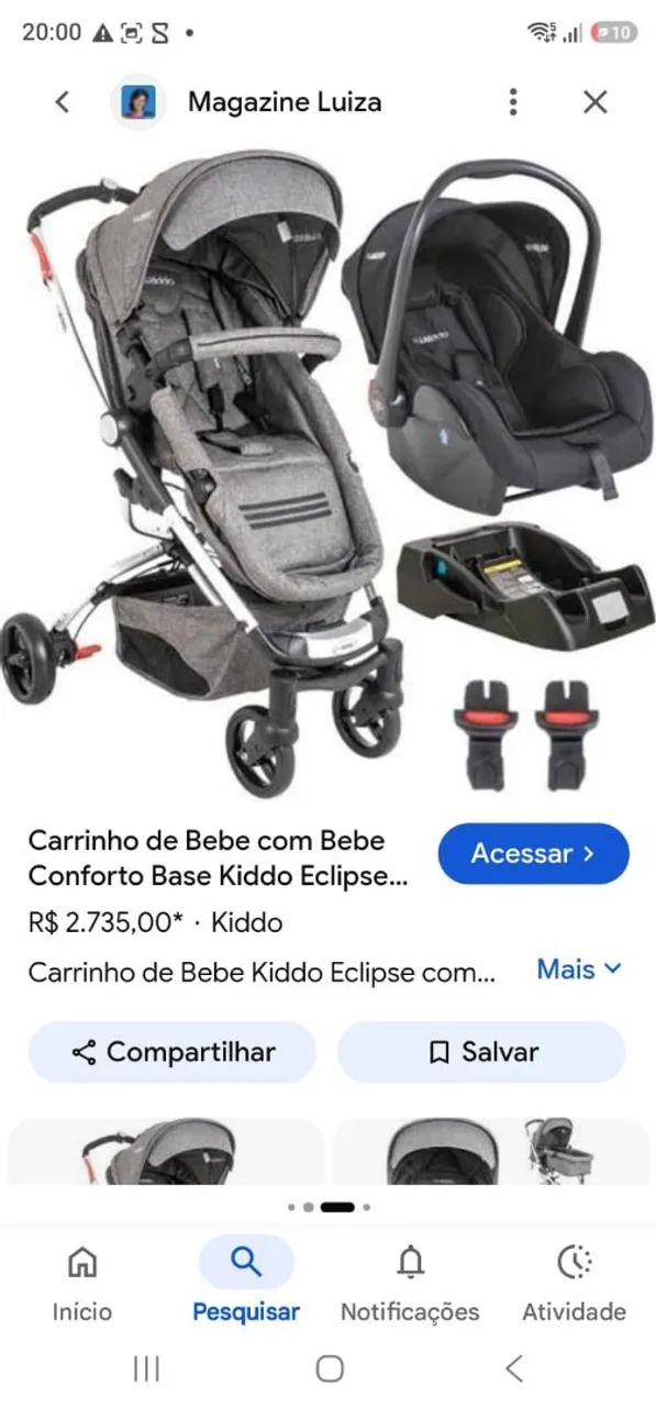 Carrinho bebê com bebê conforto base Kiddo Eclipse - Foto 4