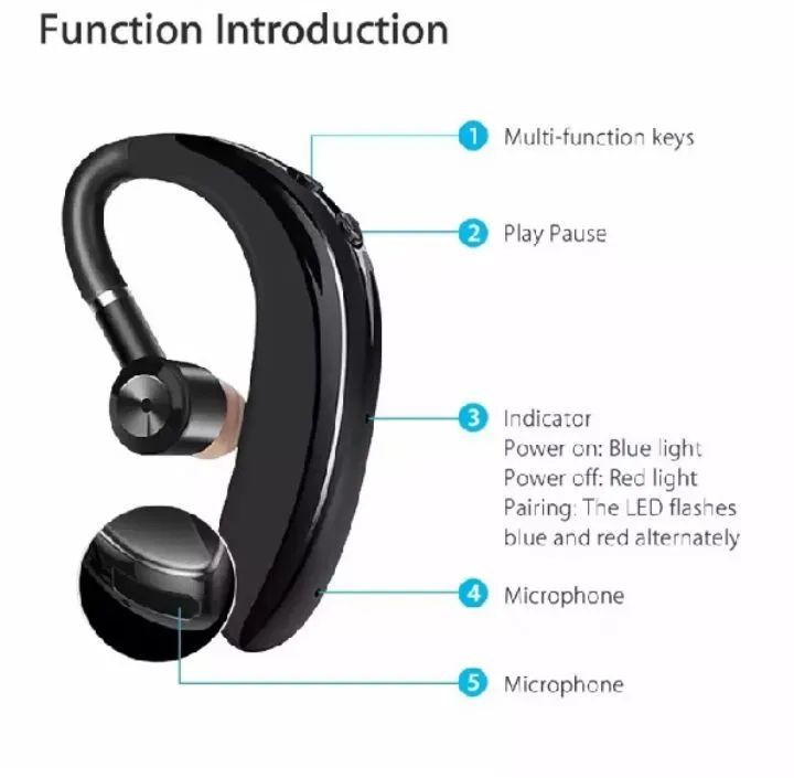 Fone de ouvido sem fio S109 modelo único ( single-ear ) com microfone embutido. - Foto 2