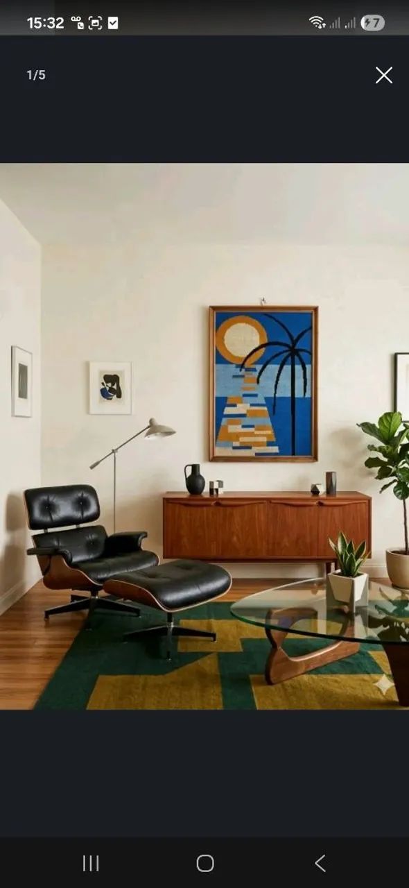 Conjunto Poltrona Eames + Tapete de Couro + Tapeçaria  - Foto 3