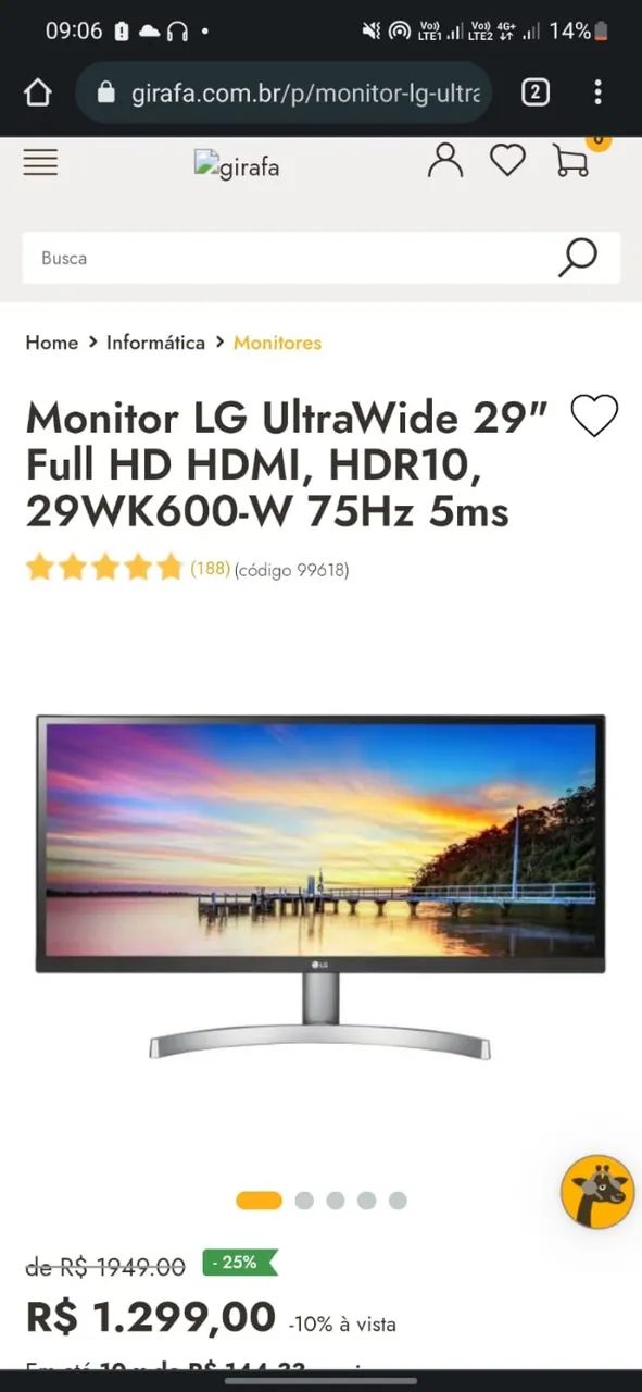 Monitor LG 29" ultrawide wk600  - Foto 3