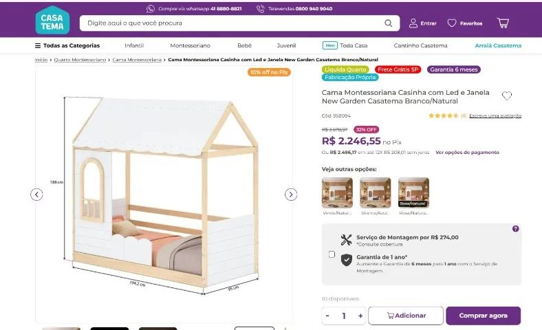 Cama casinha montessoriana com led - Nova, na caixa - Foto 4