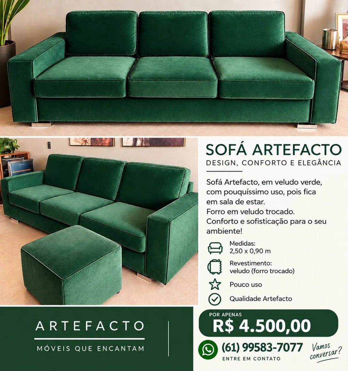 Oportunidade! Sofá lindo, seminovo e impecável! 