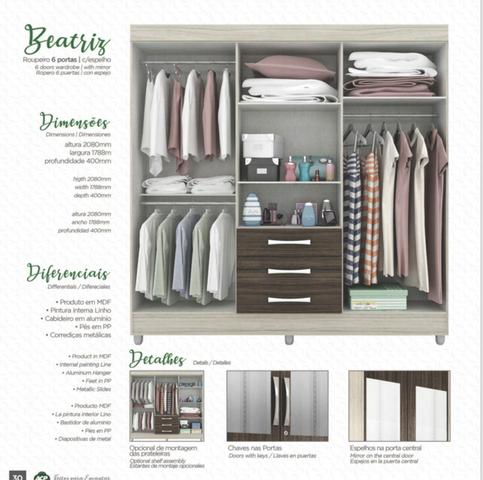 Roupeiro Beatris Em MDF WhatsApp - Foto 2