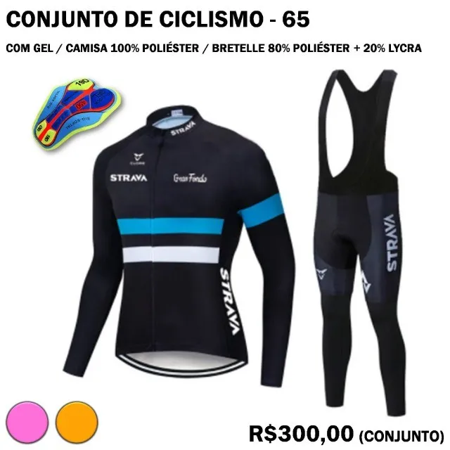 Camisa Azul 100% Poliéster Ciclismo + Calça