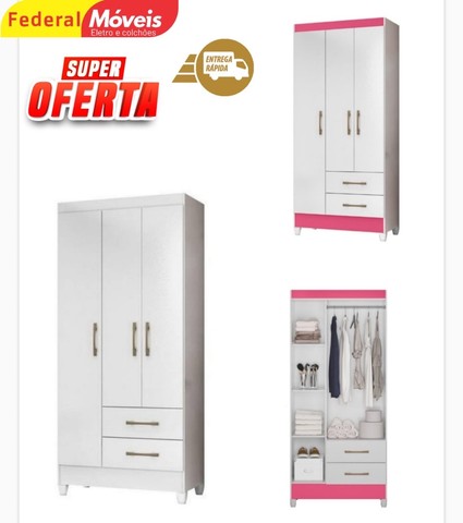 Guarda roupa solteiro 3 portas lima novo na caixa - entregamos 