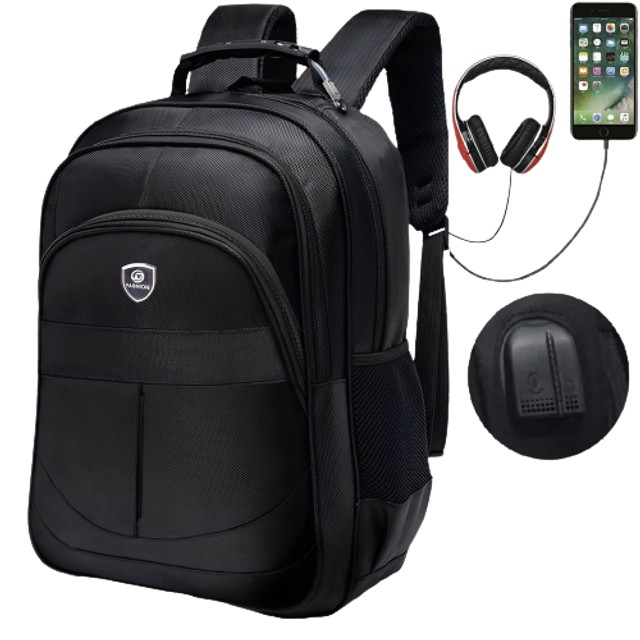Mochila Bolsa Reforçada Notebook Escolar Faculdade C/ Cabo De Aço USB - Foto 2