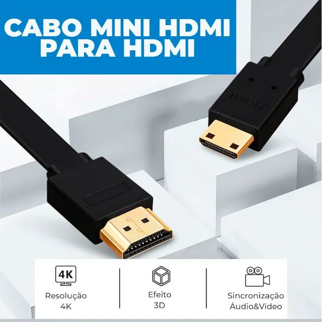 Cabo de Áudio e Vídeo HDMI para Mini HDMI macho 1,5m 4K - Foto 3