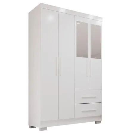 Guarda-roupa Solteiro 4 Portas com Espelho 2 Gavetas Estrela Premium - Foto 2