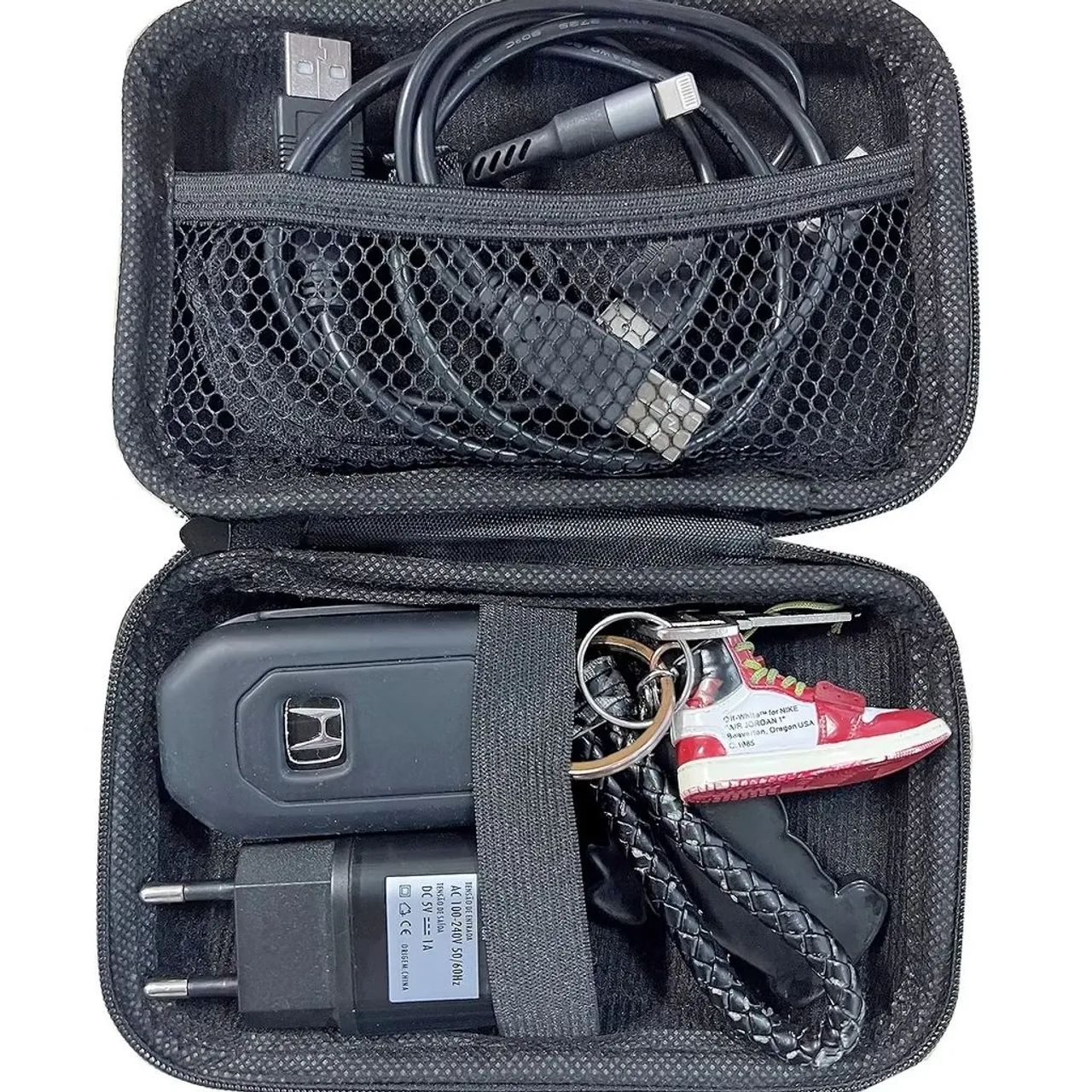 case estojo 1x porta HD externo, calculadora, chaves, cabos, cosméticos carrregador - Foto 4