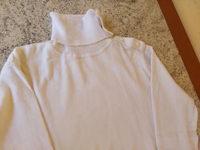 Cardigan de Lã Branco com gola olímpica