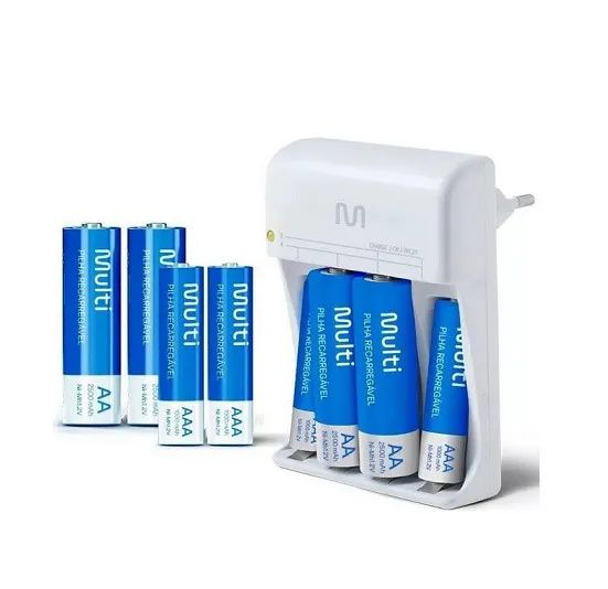  Kit Carregador de Pilha Bivolt + 8 Pilhas AA e AAA Recarregaveis Multilaser CB093 - Foto 3