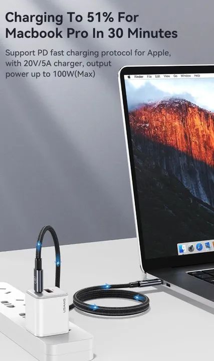 Cabo Usams 100W com Display 1,2M Lacrado TOP - Foto 6