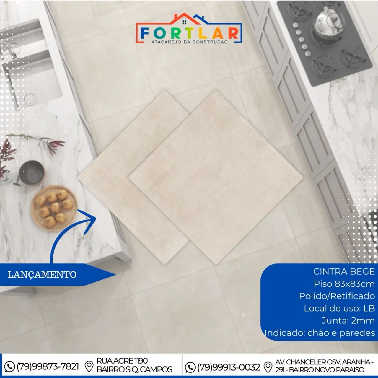 Mega piso polido 83x83 59,90 mt - Foto 2