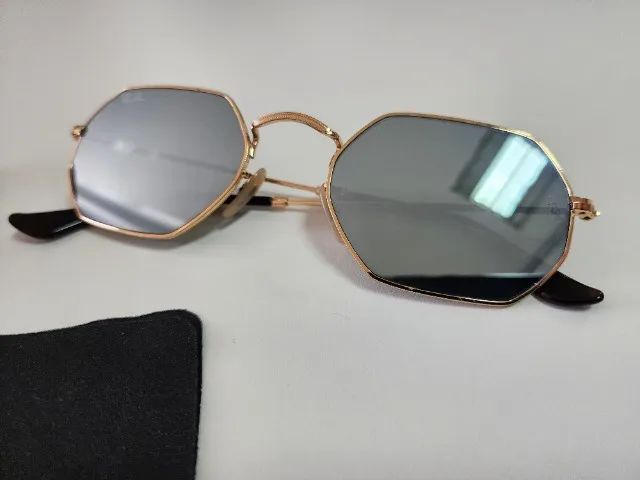Óculos Ray-Ban Octogonal Classic Lente Azul Degradê Original - Foto 4
