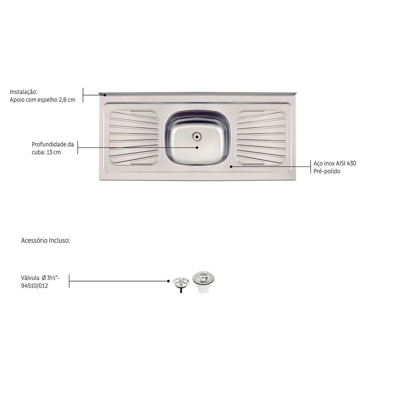 Pia de ApoioTramontina em Aço Inox 120x52 cm - Foto 2