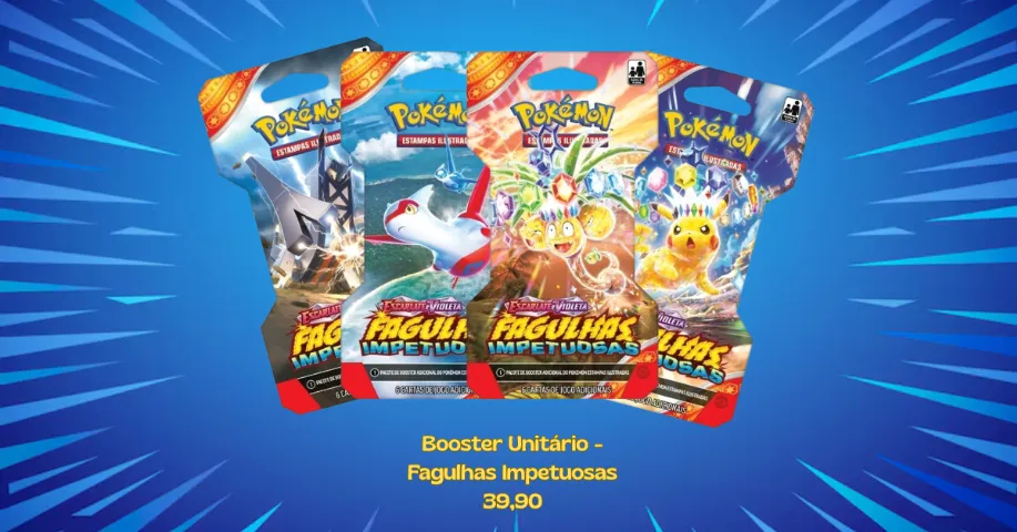 Pacote de Booster Pokémon Escarlate e Violeta - FAGULHAS IMPETUOSAS