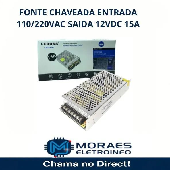 Fonte chaveada 12v 15 amper 180w input 100 - 220v leboss 
