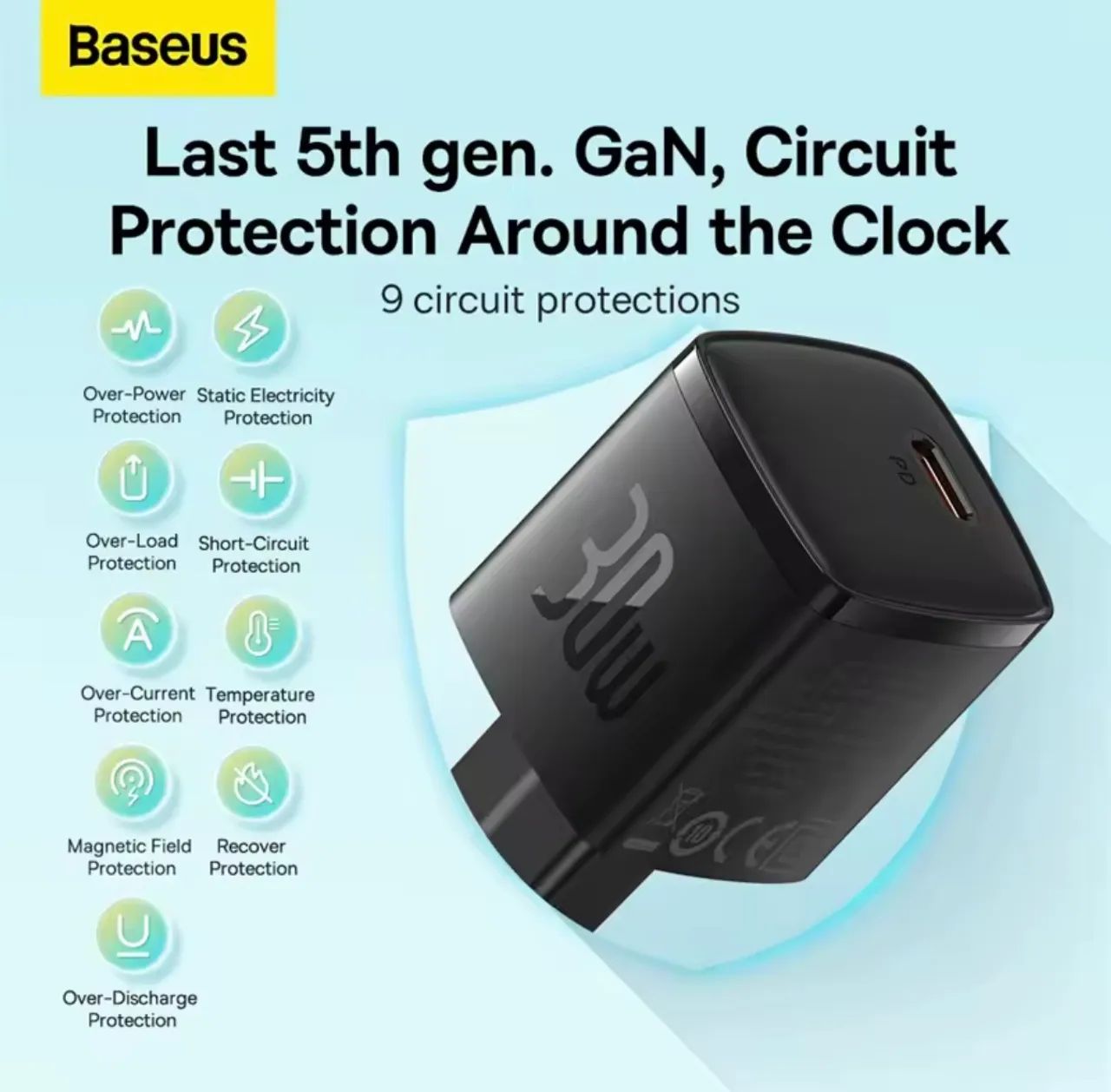 Carregador Baseus Cube Pro 30W Gan Fast Charger 1C - Foto 5