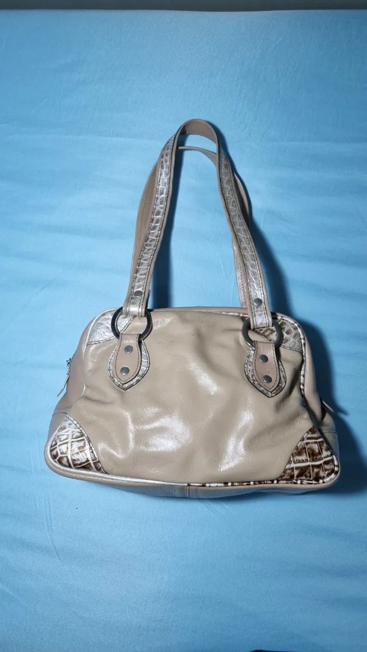 Bolsa de Couro Estilo Cobra Bege