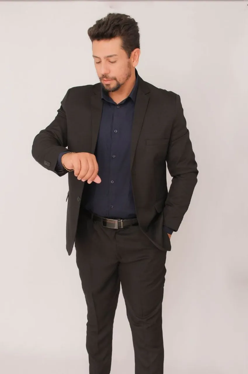 Costume Microfibra Gabardine Preto