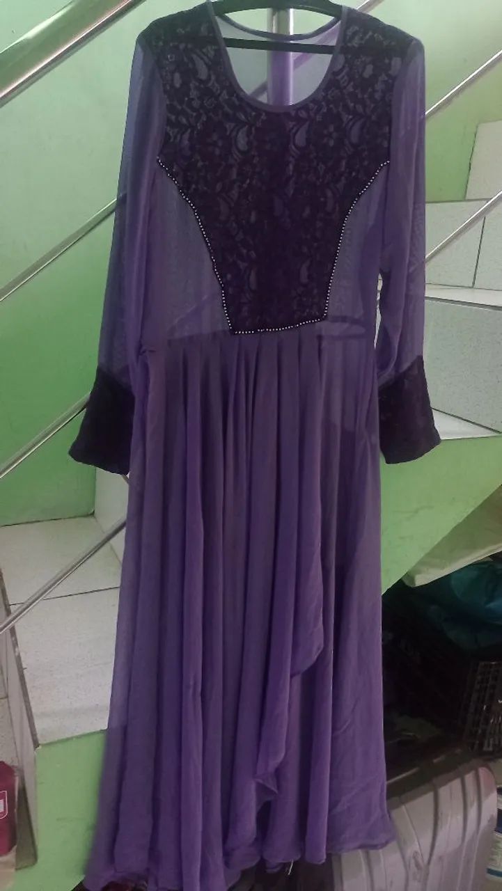 Vestido Longo Renda Bordado (Bem conservado)