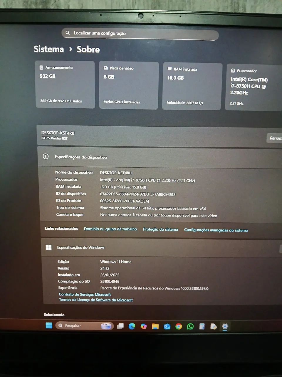 Notebook gamer Ge75 raider 85f + acessorios - Foto 2
