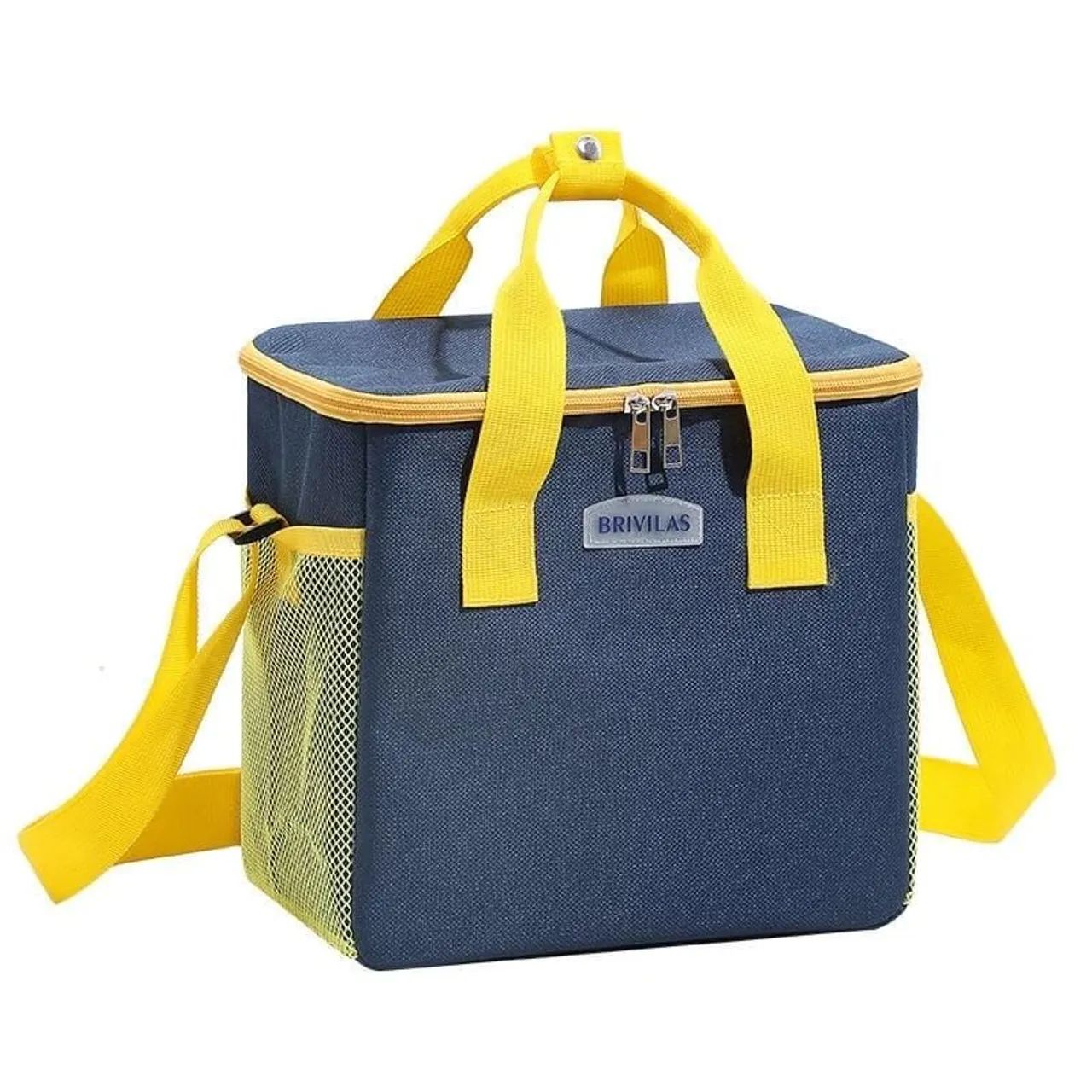 Bolsa térmica azul e amarela para lanches