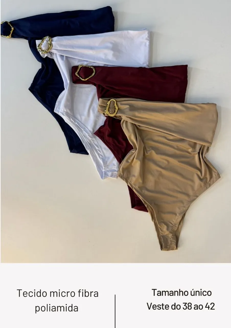 Body Microfibra com Detalhe Dourado - Tamanho Único