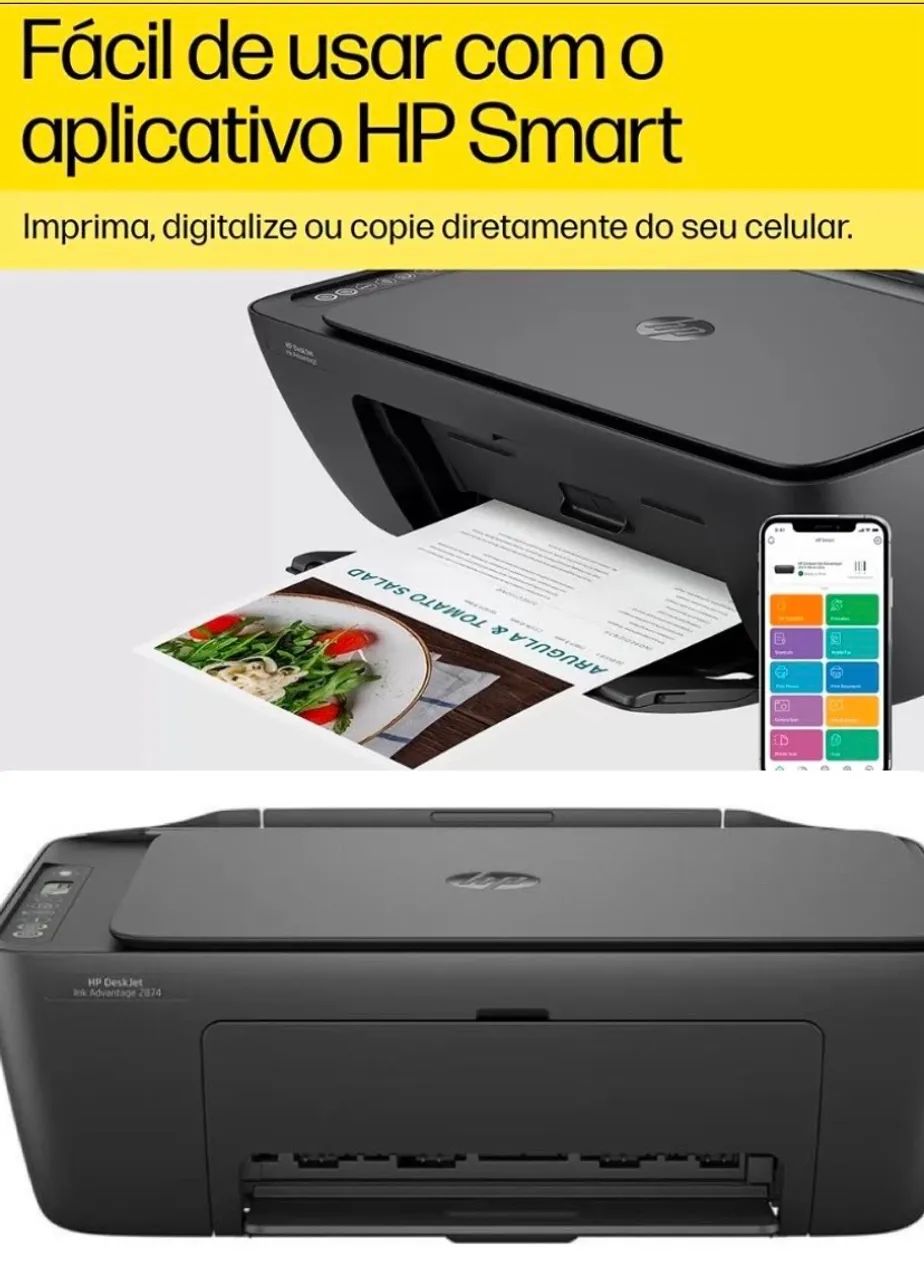 Impressora HP DeskJet Ink Advantage 2874 - Wi-Fi - Imprima do seu celular