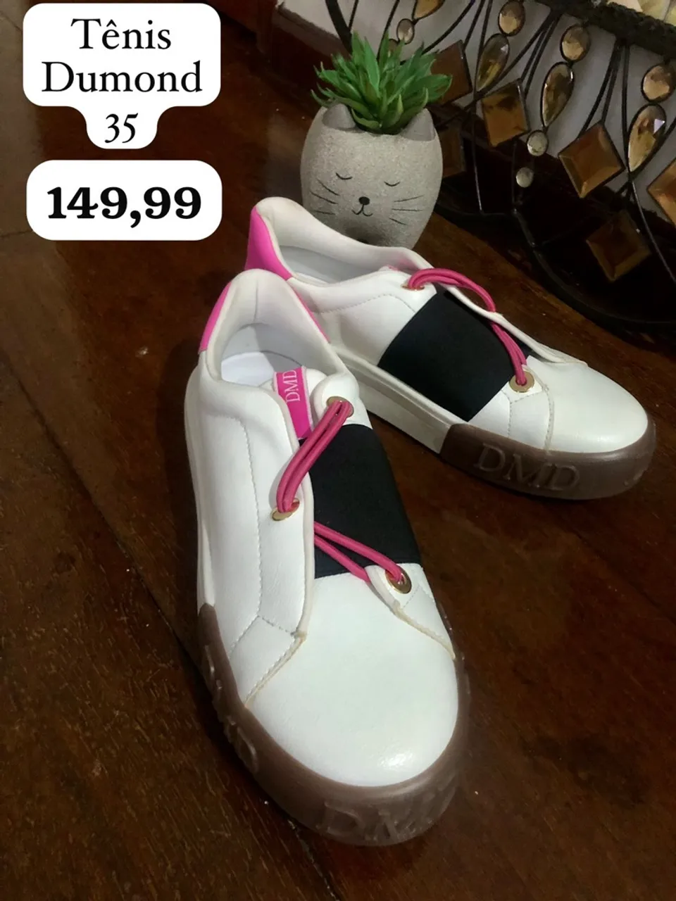 Tênis Dumond Branco com Detalhes Rosa - N° 35