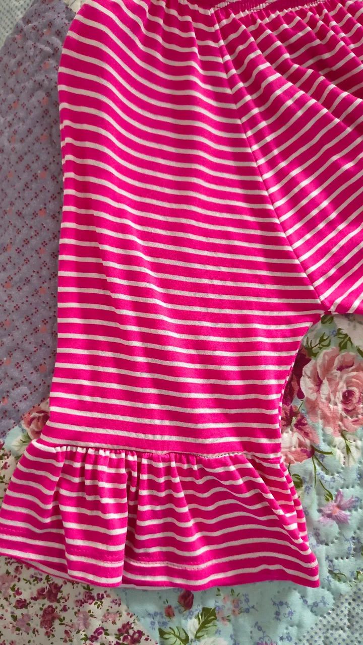 Blusa feminina rosa com branco estilo bata - Foto 2
