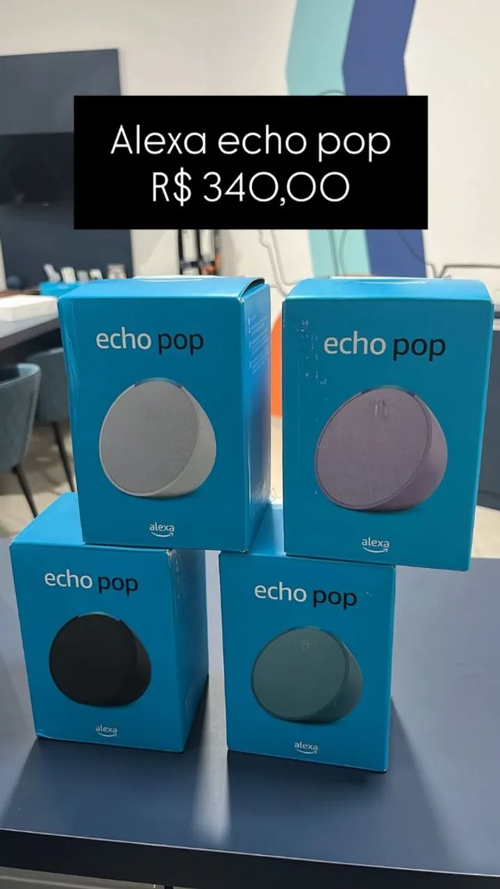 Alexa Smart Speaker Echo Pop Compacto com Som Envolvente 