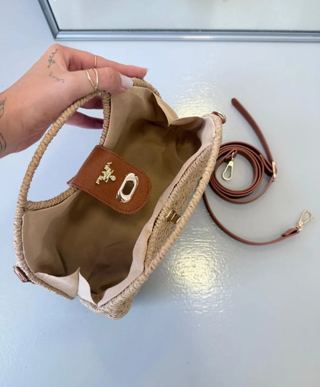 Bolsa Palha Prada Branco - Acompanha Alça de ombro - Foto 6