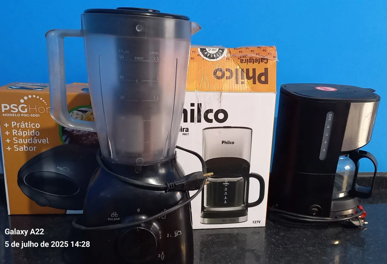 Kit Cozinha: Liquidificador, Cafeteira Philco e sanduicheira PSG