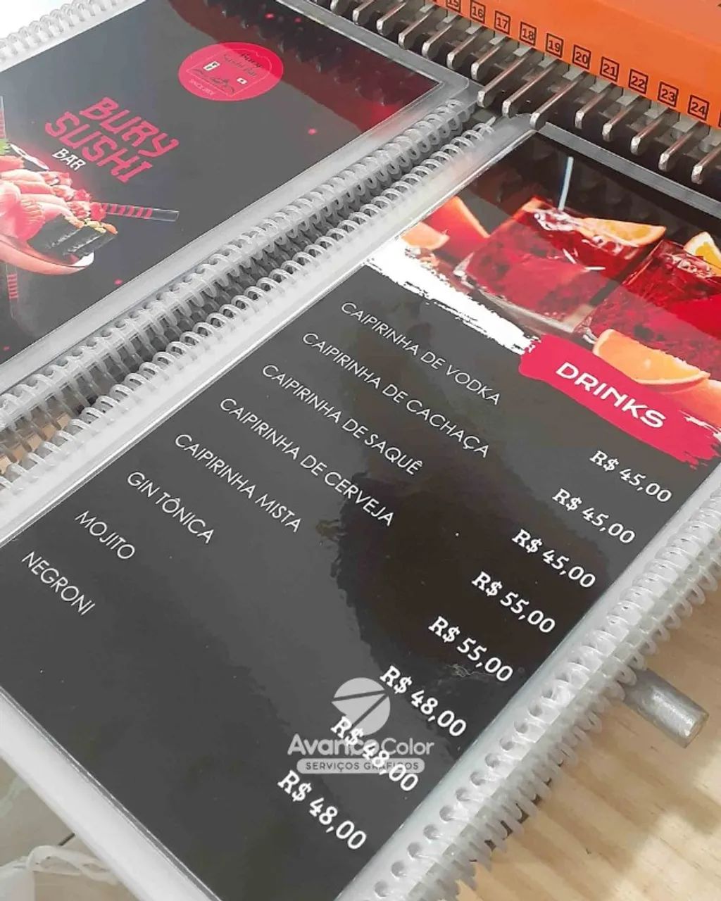 Cardápio A4 premium personalizado encadernado (4 páginas)64318756381314121