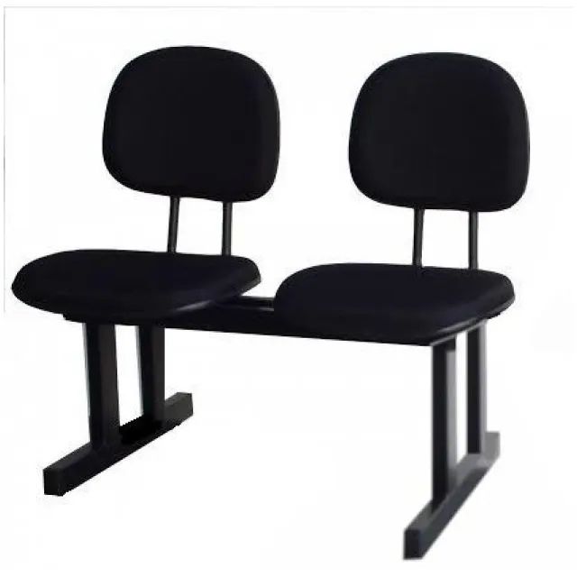 Longarina para Recepção Secretária 2 Lugares Preta Conforto Ergonômico Modelo 33074