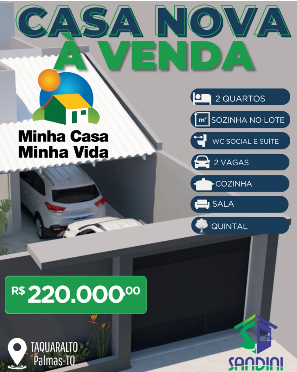 CASA 2 QUARTOS C/ SUÍTE - MINHA CASA MINHA VIDA!!